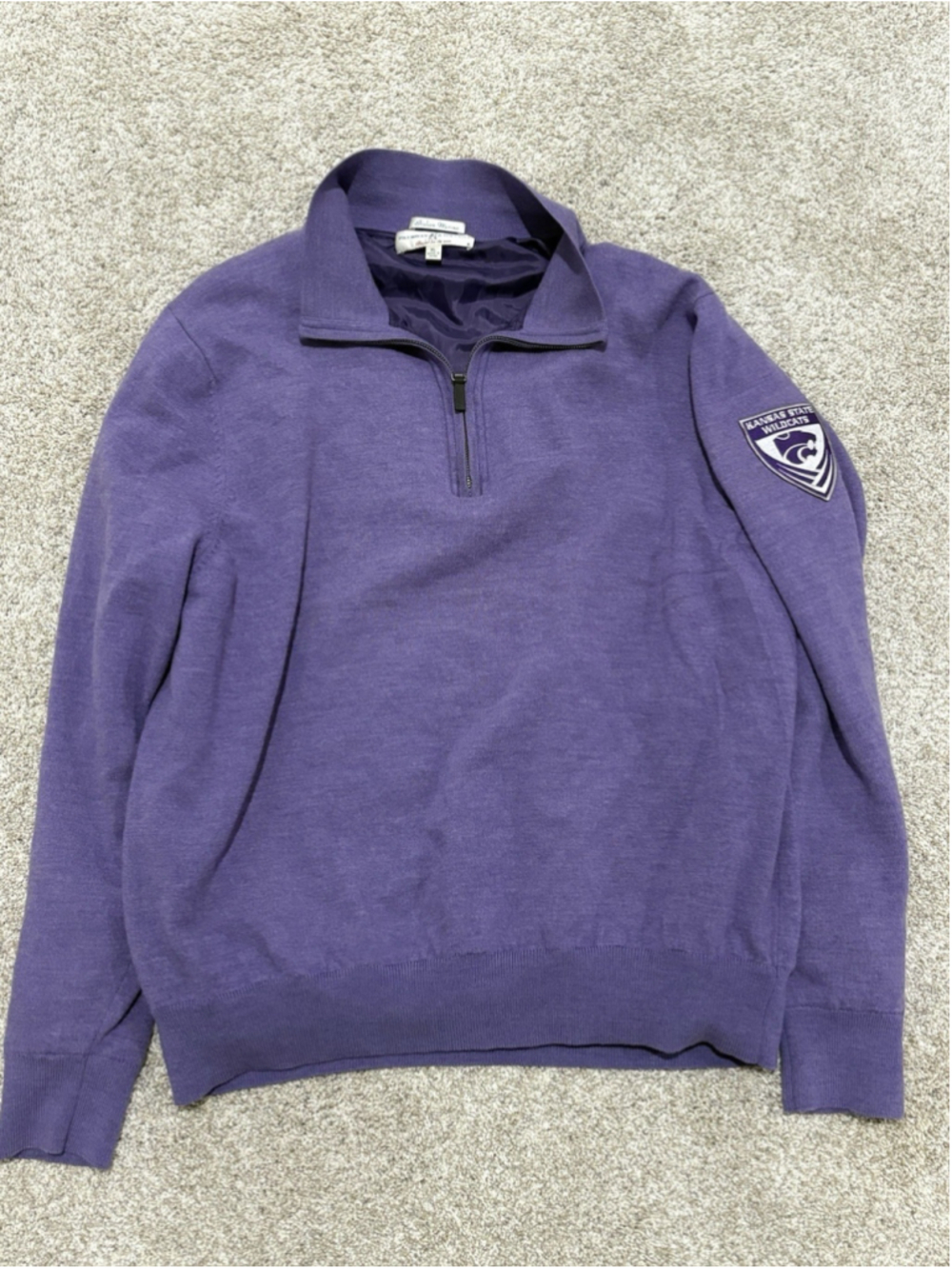 Fairway & Greene Italian Merino Wool K-State Golf Quarter Zip Sweater XL